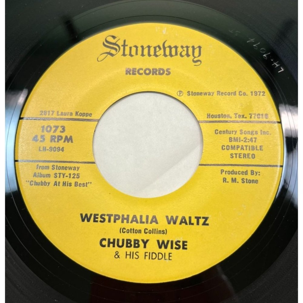 Chubby Wise Westphalia Waltz / Goota See Your Mama 45 Country Stoneway 1073 VG+